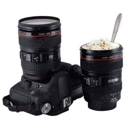Krus - MUG - Kamera Objektiv - Holdbart Plastik - 350 ml - Sort