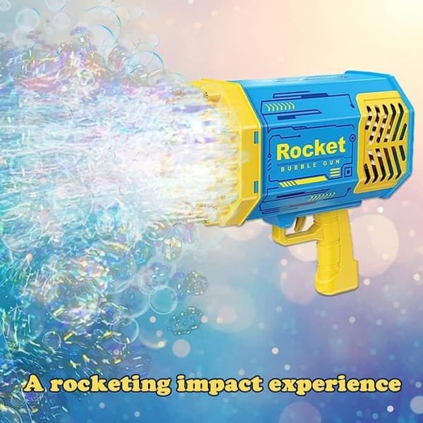 Bubbelpistol - Bazookablaster - 69 hål - Blå och vit - 2 flaskor ingår