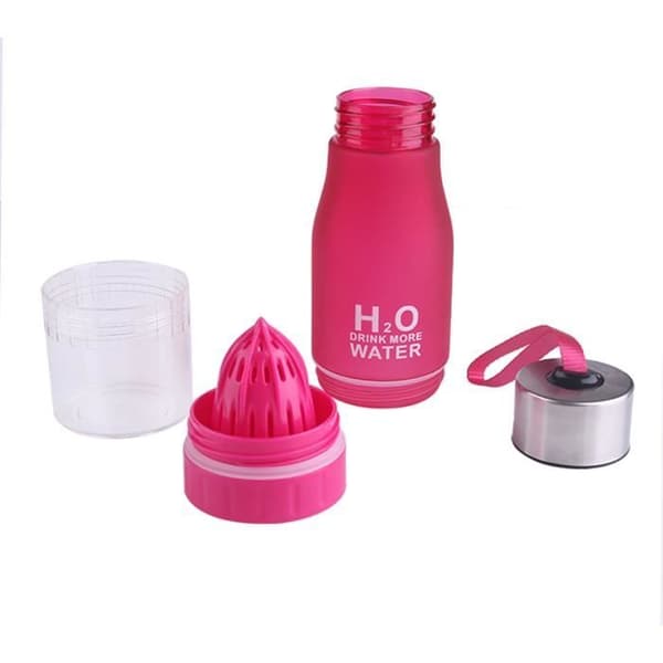 Vattenflaska - H2O - 650ml - Bärbar - Infuser - Rosa