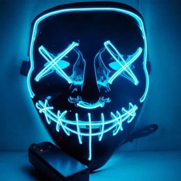 LED-lysende Purge-maske til Halloween - Blå