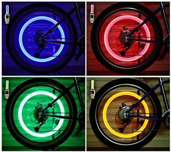 Sæt med 8 lysende LED-ventilpropper til cykelhjul