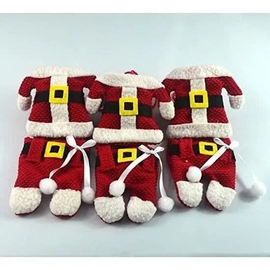 Bestikholder - Sæt af 6 - Rød - Polyester - Juledekoration