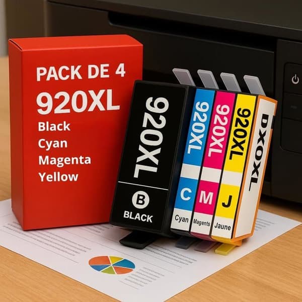 Pakke med 4 kompatible blækpatroner HP 920 XL til OfficeJet 6000, 6500/E709/E710/trådløs, 6500A/Plus, 7000/Bred, 7500A/Bred, E710A/N