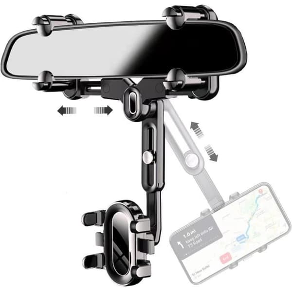 Bilhåndsfree til justerbart, sammenklappeligt, roterbart 360 spejl til navigation til smartphone 4 til 7 tommer