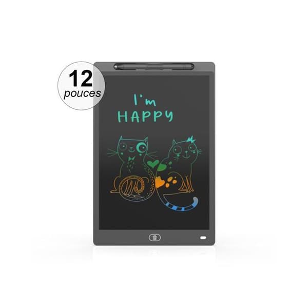 LCD Grafiktablet - ZEAICOS - 12 tommer - Farveskærm 8 nuancer - Ergonomisk stylus - Sort