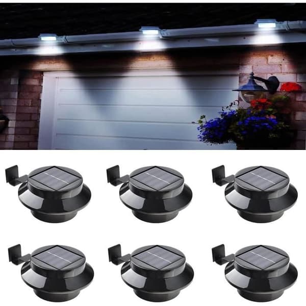 6 Pack Solar Gutter Lights - Vattentät - Svart