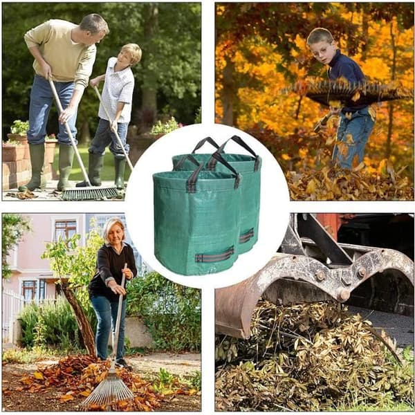 2-pack trädgårdsavfallspåsar - 272L trädgårdsavfallspåsar - Kraftig polypropen (PP) Gröna avfallspåsar A96