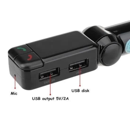 Trådløs LCD Bluetooth bil FM transmitter MP3 A2DP stereo musikafspiller USB oplader handsfree til ISO Android