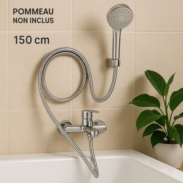 Flexibel Duschslang - BOXBRICO - 150 cm - Förkromad - Snabb installation - 2 packningar inkluderade