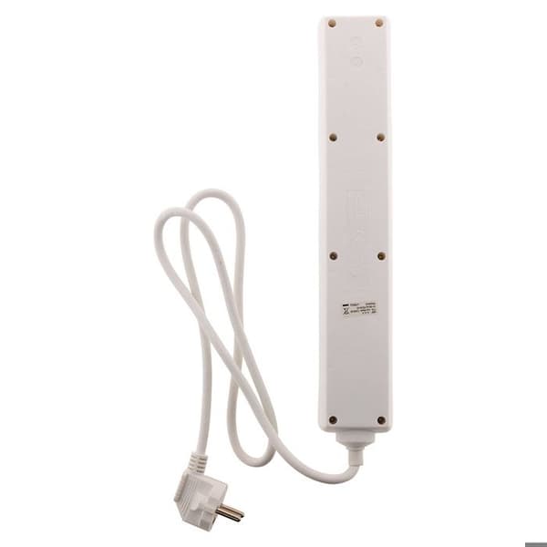 Stikdåse - ZENITECH - 6 stik - Med afbryder - Hvid