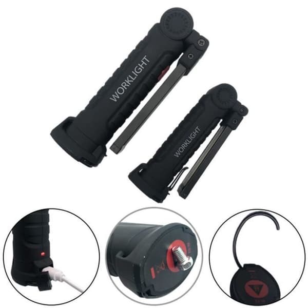 Taskulamppu - WGHY - 1 kpl iso - Lataus USB - 5 tilaa - Magneettikoukku