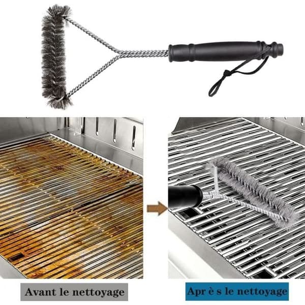 Grillbørste - Plancha 30 cm - Rustfrit stål - Hurtig rengøring - Hvid