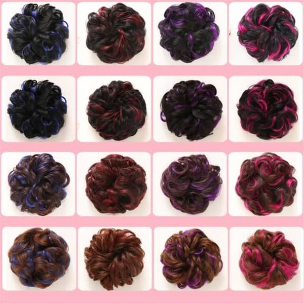Perruque - Syntetisk - Høj knold - Mørkebrun-Violet - Elastisk - 12.5cm i diameter