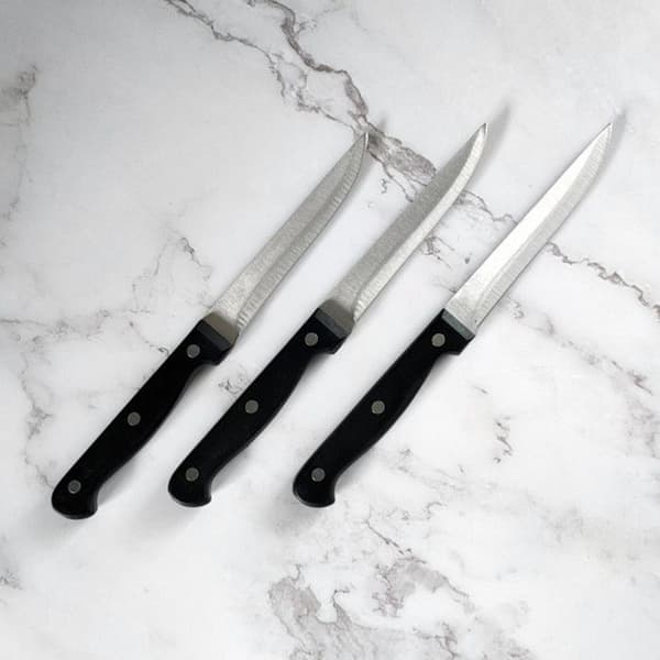 Steakknive - SIROCO - Sæt af 3 - Rustfrit stål - Glat klinge 11 cm - Ergonomisk