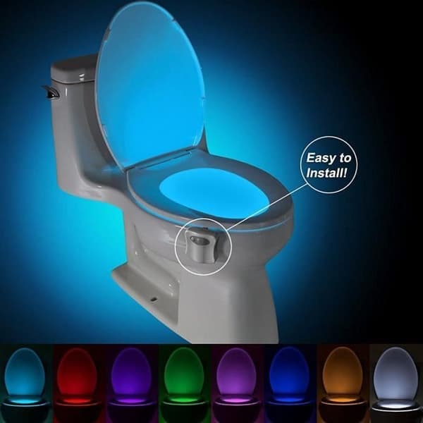 Toiletlampe - LED - PIR-sensor - 8 Farver - Blødt Lys
