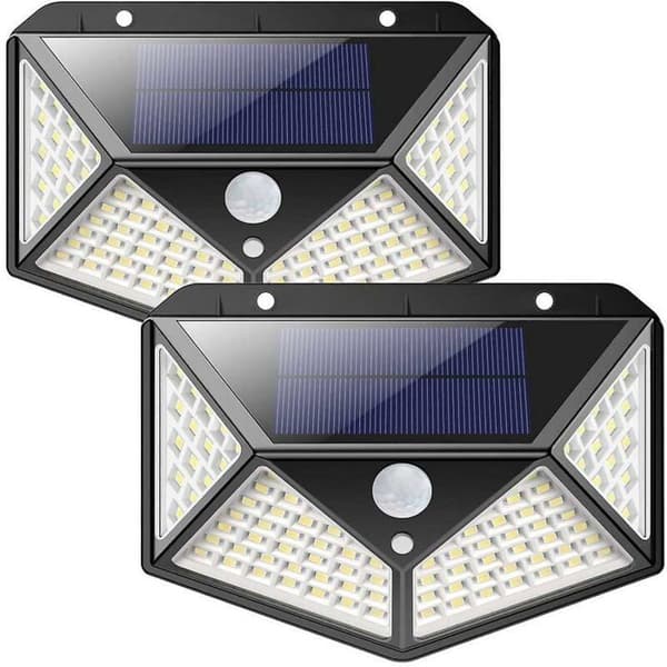 Solcellslampa - LARGEIGHT - Pack om 2 - 100 LED - 1200 mAh - Rörelsesensor