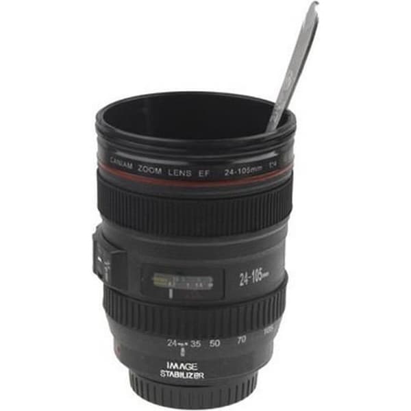 Krus - MUG - Kamera Objektiv - Holdbart Plastik - 350 ml - Sort