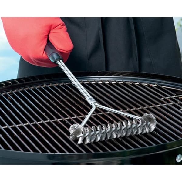 Grillborste - Triangulär - Rostfria borst - Brandsäkerhet - Matt svart