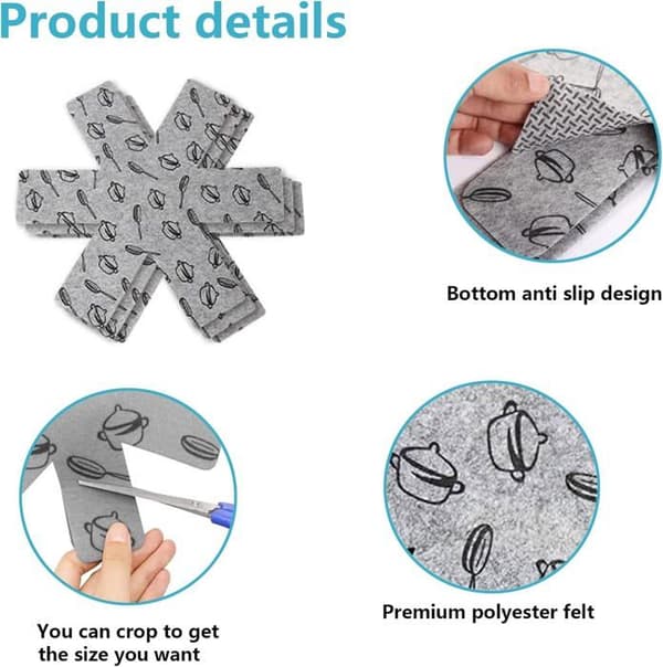 Beskyttelse mod ridser - Sæt af 12 - Non-woven materiale - 3 størrelser - Håndvaskbare