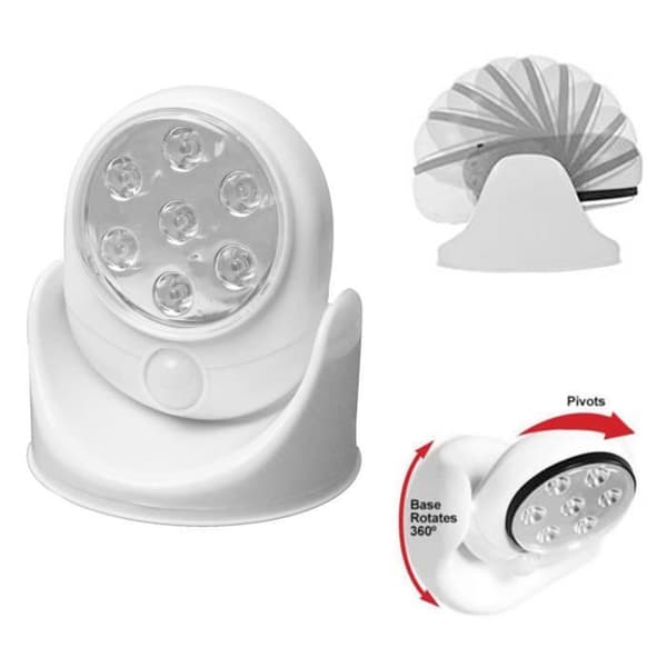 Sikkerhedslampe - LED - Bevægelsessensor - 360° - Trådløs - Hvid