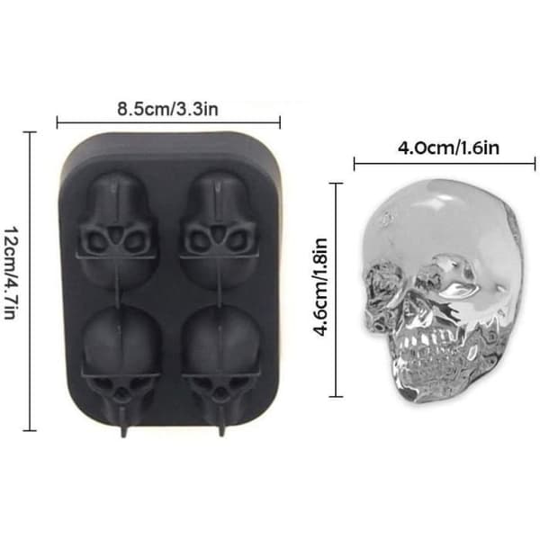 Isbitsform - AN - 3D Skalleform - Silikon - Lock - Svart
