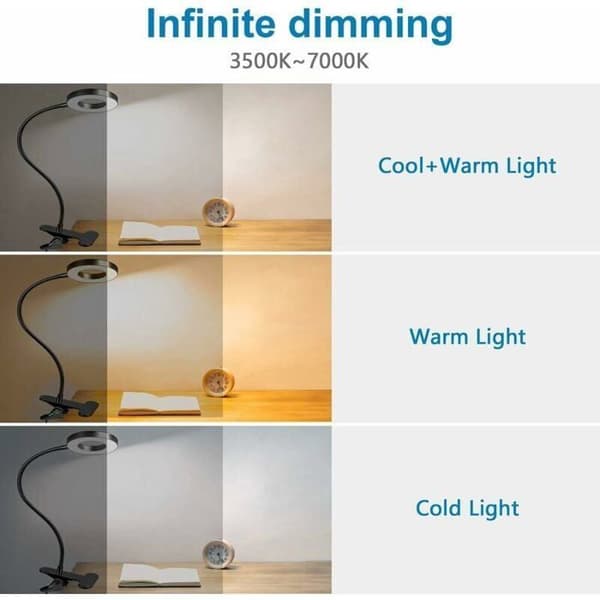 LED Bordlampe Klemme 48LED 3 Tilstande, USB