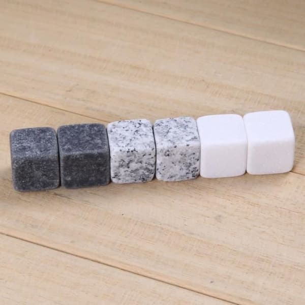 Vin køler - Naturlig sten - 6 stk - Sort farve - 2x2 cm