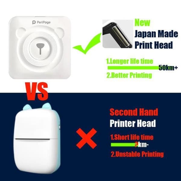 Printer - Péripage - A6 - Termisk Bluetooth - Mini lommeprinter - Hvid farve