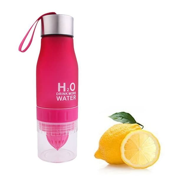 Vattenflaska - H2O - 650ml - Bärbar - Infuser - Rosa