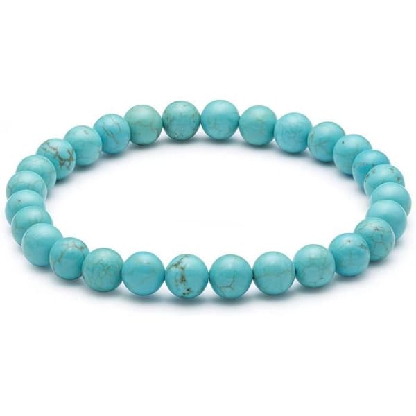Armband - Hellostone - Turkos - 6 mm - Elastisk - 17 cm