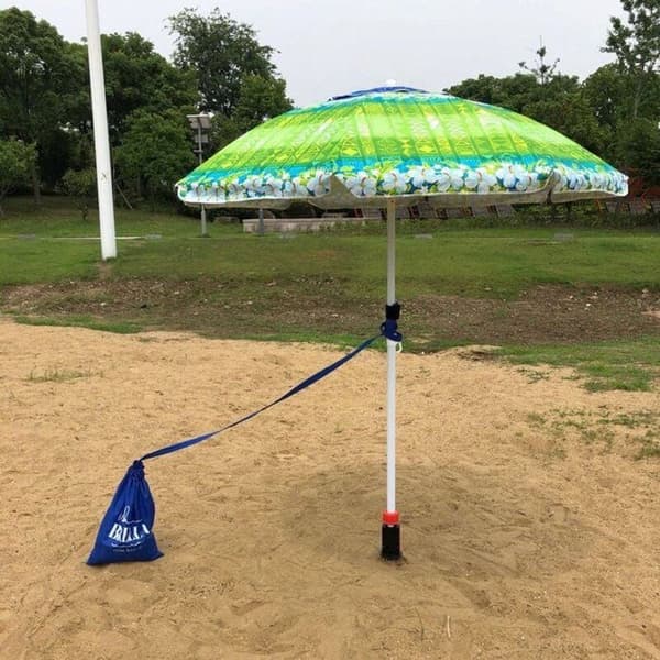 Skrueparasolholder til strand, sort, til sand/jord.