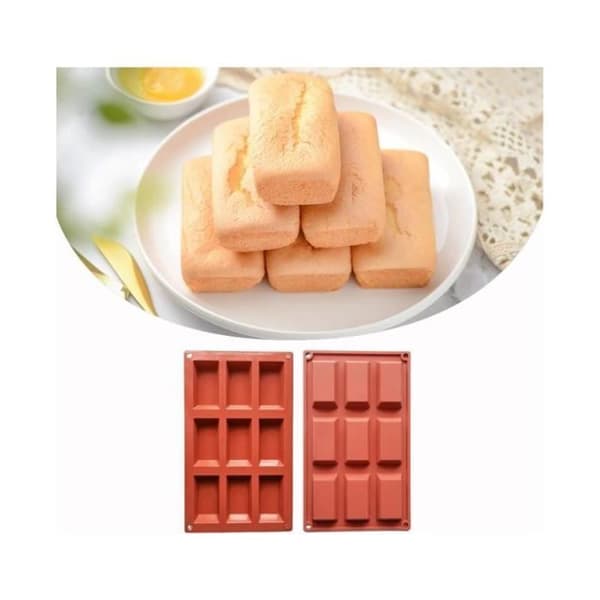 Kageform - Silikone - Financier - 9 Huller - Non-stick - Rød