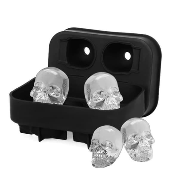Isterningebakke - 3D - Dødningehoved - Silikone - 2 stk. - Sort
