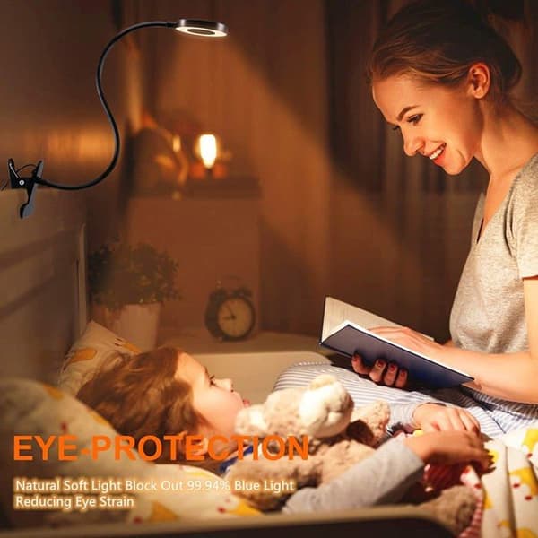 Kontorlampe - SERBASIC - Fleksibel 360° - 3 Tilstande - 10 Lysstyrker - USB Klipsbar