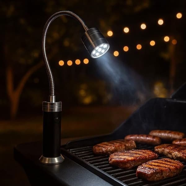 LED grillampe - Bærbart model - 9 hvide LED - 360° roterende hoved - Magnetisk base