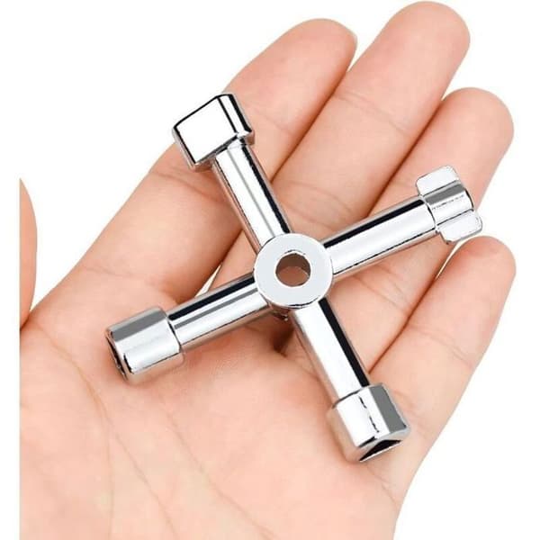 Multifunktionel værktøjsnøgle - PZCC - 4 i 1 - Krydsformet - Zinklegering - 5,5x5,5 cm - Sølv