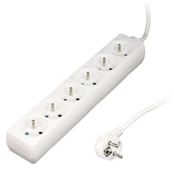 Stikdåse - ZENITECH - 6 stik 16A - Hvid - NF-standard