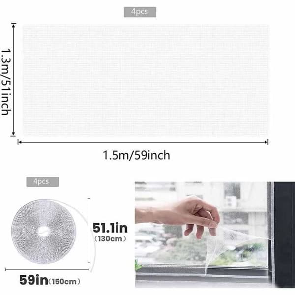 Myggnät - Ej specificerat - 4 bitar - 130 cm x 150 cm - Polyester - Vit