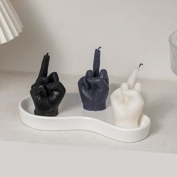 Duftlys - HVID - Kreativ - Form af mellemfinger - Indretning