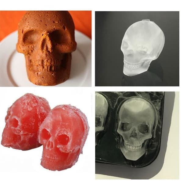 Isterningebakke - 3D - Dødningehoved - Silikone - 2 stk. - Sort