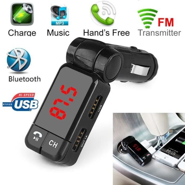 Glamour LCD Bluetooth bil FM transmitter MP3 USB oplader håndfri til iPhone