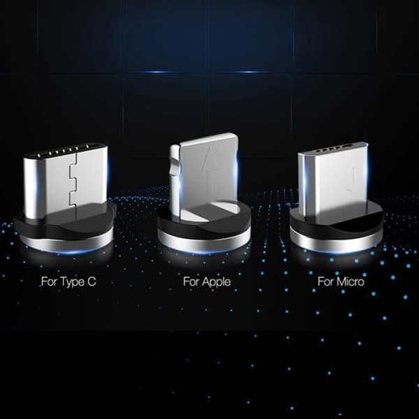 Reservehoved (Micro-USB) - WEWOO - IP8F5092 - Magnetisk nylonkabel - 1 m - Sort