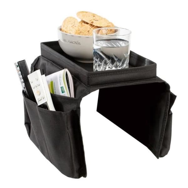 Fjernbetjeningsholder - Sort - 53 cm - 6 lommer - 100% polyester - Sofa armlæn