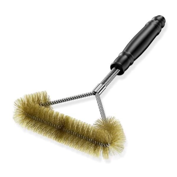 Grillbørste - Triangulær - 12" (30,5 cm) - Messing- og rustfrit stål - Rengøring 360°