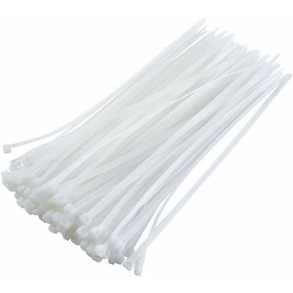 Sæt med 100 Plastikkabler - 100 Stykker Kabelbindere Rislan - 100x25mm Hvid