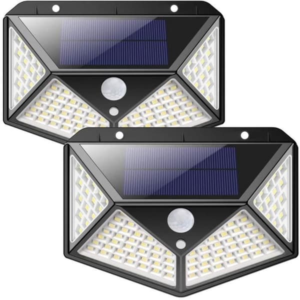 Solcellelampe - 2 Pakke - 100 LED - Bevægelsessensor - Vandtæt - Have