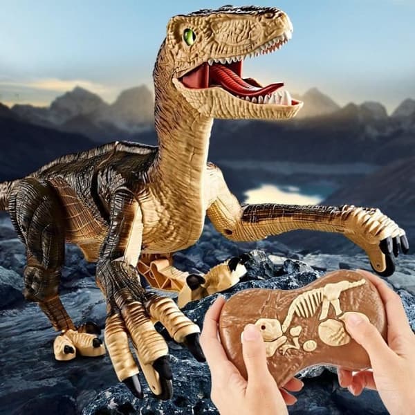 Fjernstyret dinosaur gående robotlegetøj - ROKOO - Brun - Lyd- og lysimulation