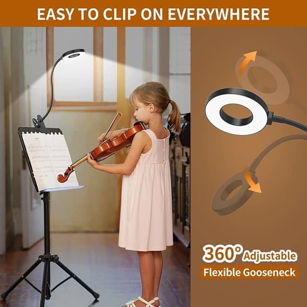 Kontorlampe - SERBASIC - Fleksibel 360° - 3 Tilstande - 10 Lysstyrker - USB Klipsbar