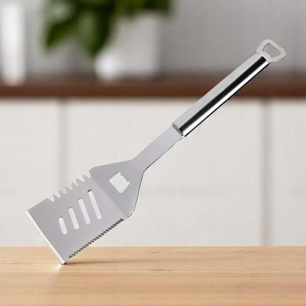 Multifunktionel spatel - Rustfrit stål - 35 cm - 5 i 1 - Ergonomisk - Varmebestandig