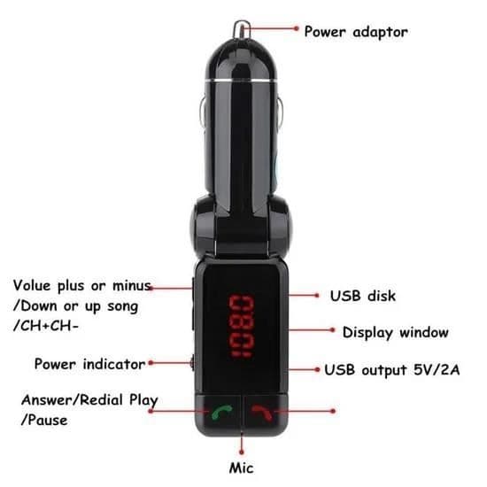 Langaton LCD Bluetooth -autotransmitteri FM MP3 A2DP Stereo Musiikkisoitin USB-lataus handsfree ISO Android